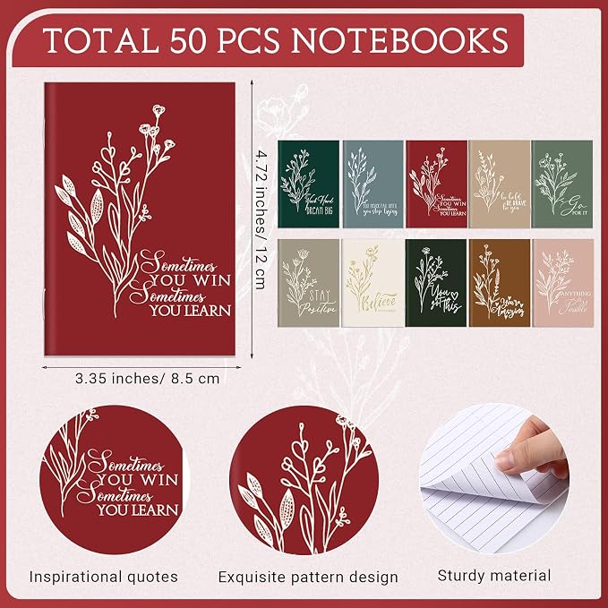 Affrolling 100 Pcs Inspirational Notebooks Bulk Motivational Mini Notepads with Pen Aesthetic Back to School Gift for Students Teacher Nurse Employee Coworker Office Classroom Rewards (Joyous Colors)