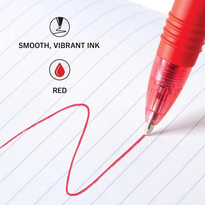 Zebra Pen Z-Grip Retractable Ballpoint Pen, Smooth-Flowing Red Ink, 1.0mm Medium Point, School & Office Supplies, Ideal for Note-Taking, Journal and Planner Use, 18-Pack (22318)