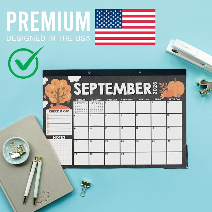 Hadley Designs Large Teacher Desk Calendar 2026-2027 - Desktop Calendar 2026, 18-Month Academic Desk Calendars for School, Home & Office, Cute Classroom Must Haves, Back to School Teacher Gifts
