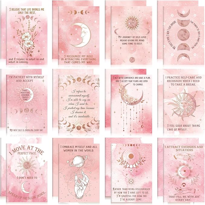 Tatuo 24 Pcs Positive Affirmation Notebooks Inspirational Notebook Small Motivational Encouragement Notepads Pink Daily Affirmations Self Care Journal for Back to School Women Teacher Student Gifts