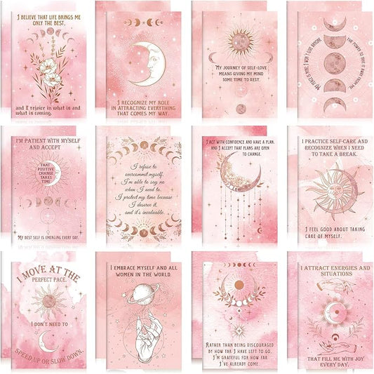 Tatuo 24 Pcs Positive Affirmation Notebooks Inspirational Notebook Small Motivational Encouragement Notepads Pink Daily Affirmations Self Care Journal for Back to School Women Teacher Student Gifts