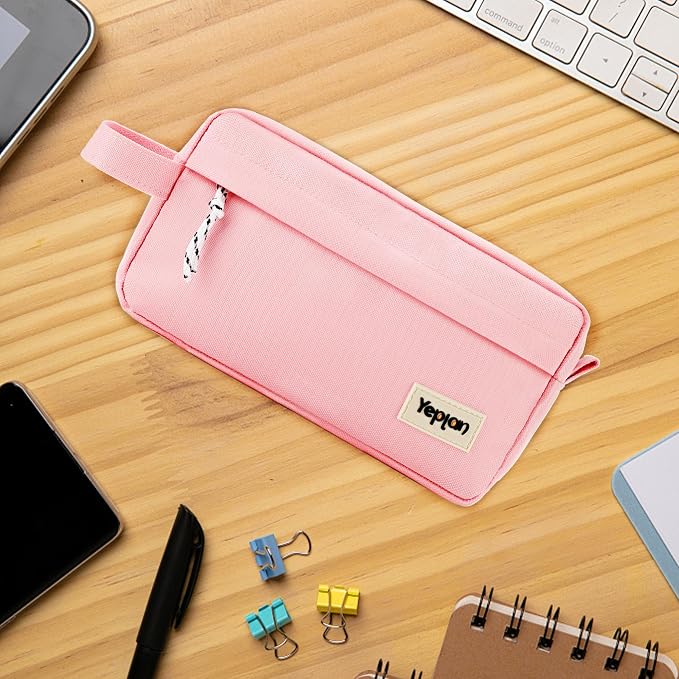 Yeplan Pink Large Capacity Pencil Pouch | Pencil Bag,Pencil Box,Cute Pencil Case,Stationery,Durable Light Weight Material,Back To School, Pencil Case For Girls
