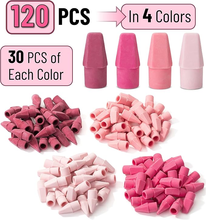 Mr. Pen- Pencil Erasers Toppers, 120 Pack, Pink Shades, Erasers for Pencils | Pencil Top Erasers, Pencil Eraser