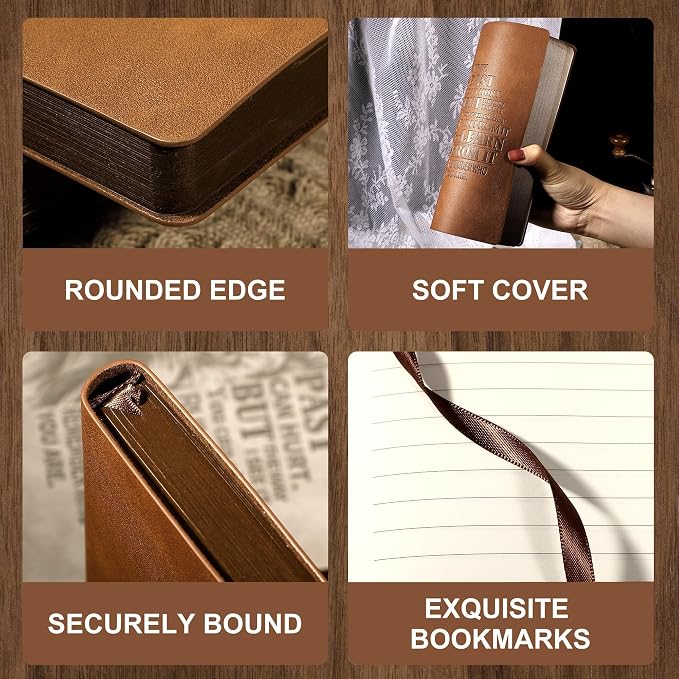 MINICAGIE Leather Journal for Men Soft Cover 256 Pages Lined Bible Journals for Writing A5 Lion Journaling Notebooks Vintage Travel Inspirational Diary, 5.7" x 8.3", Brown