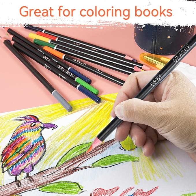 S & E TEACHER'S EDITION Colored Pencils 240Pcs, Pre-sharpened Super Soft Core Lead, Colored pencils,In Drawing Pencils, Woodcase Lead Pencils