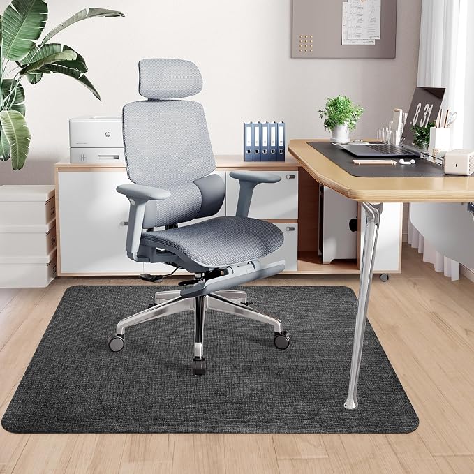 Sycoodeal Office Chair Mat for Hardwood & Tile Floor,Computer Gaming Chair Mat for Rolling Chairs Non-Curve, Anti-Slip, Heavy Duty Floor Protector for Home Office,Black (40" x 48")