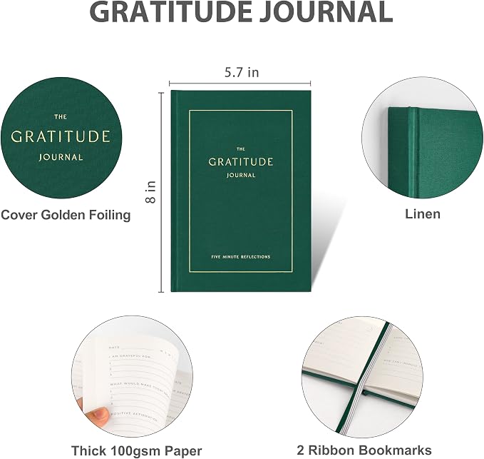 And Per Se Gratitude Journal – 5 Minute Daily Practice for Women with Prompts & Quotes – Undated Mindfulness & Happiness Notebook (Forest Green)