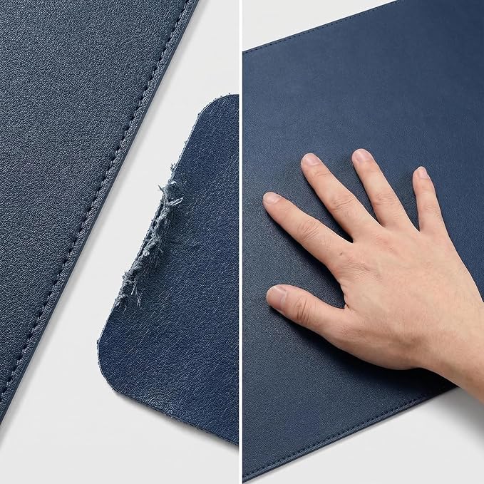 Desk Mat 14.18'' x 16.15'', Desk Protector, PU Leather Desk Pad, Non Slip Small Desk Pad Mat, Desk Blotter, Desk Pads on Top of Desks, Home or Office Small Desk Mat (Dark Blue)
