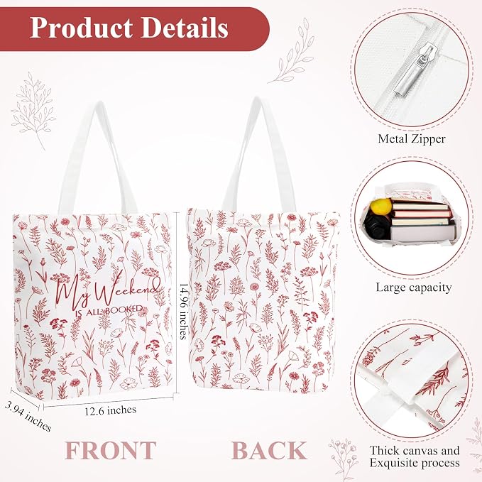 Havawish 14 Pcs Book Lovers Gift for Women 16 oz Glass Cup Tote Bag A6 Journal Notebook Pens Highlighters Sticky Notes Back to School Teacher Librarian Bookish Book Club(Red,Aesthetic)