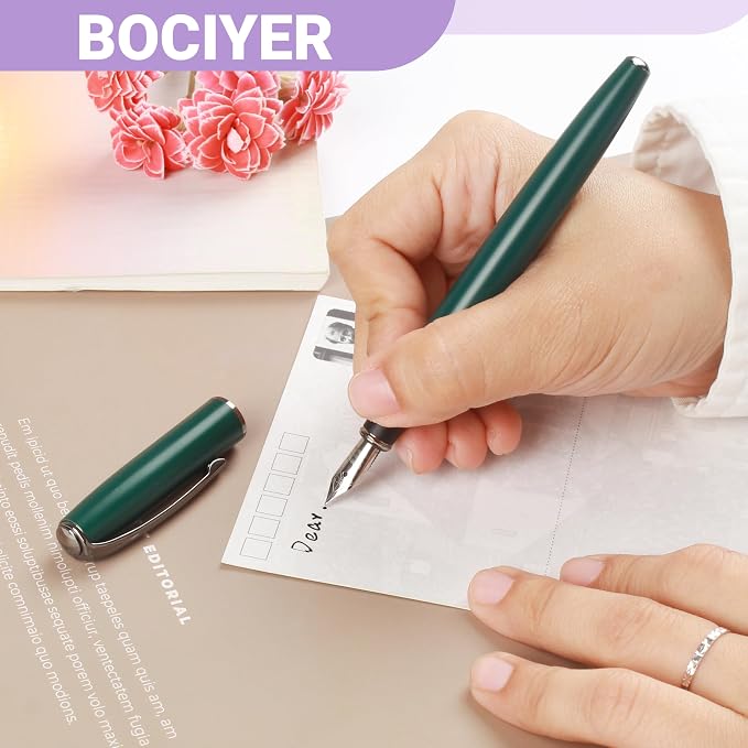 Super Smooth Writing Fountain Pen Set,Includes 2 Hand Polished Iridium Nibs(Fine & Extra Fine),8 Ink Cartridges,2 Ink Refill Converter and Gift Box,Best Pen Gift Set for School,Office(Purple)