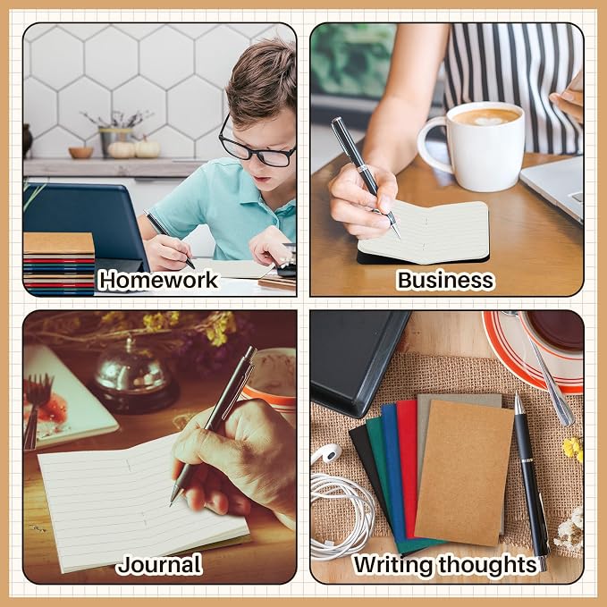 Outus 36 Pcs Pocket Notebook Mini Journal 2.5" x 4" Kraft Paper Mini Notepad Bulk Softcover Pocket Notepad Memo Diary Subject Notebooks for Student Travel School (Multicolor,Blank Cover)