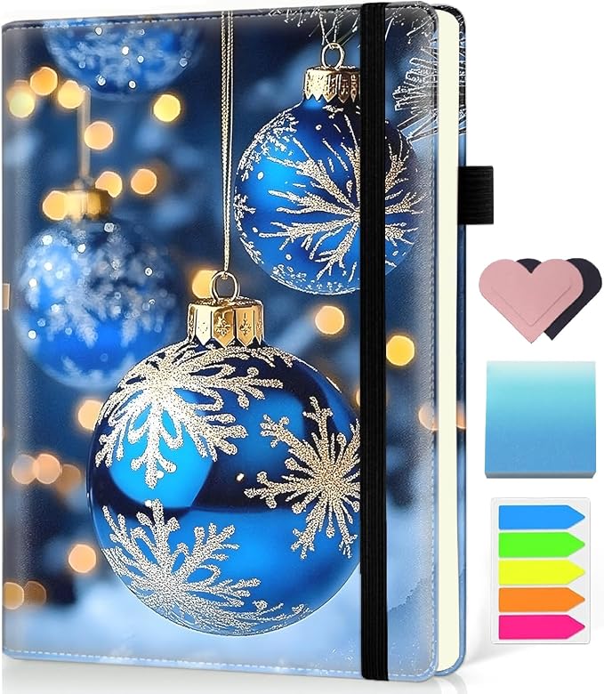 Hardcover Executive Notebooks, A5 PU Leather Lined Journal Notebook, 200 Pages Thick Paper Subject Notebooks for School,Work,Home Writing Business Notebook, Diary Book ，Snow Globe
