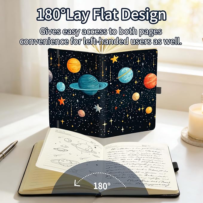 Mlife Lined Journal Notebook for Women & Men,A5 Hardcover PU Leather Journals for Writing,100 GSM Thick Paper, Perfect for College,Work,Office Supplies,Space Style C