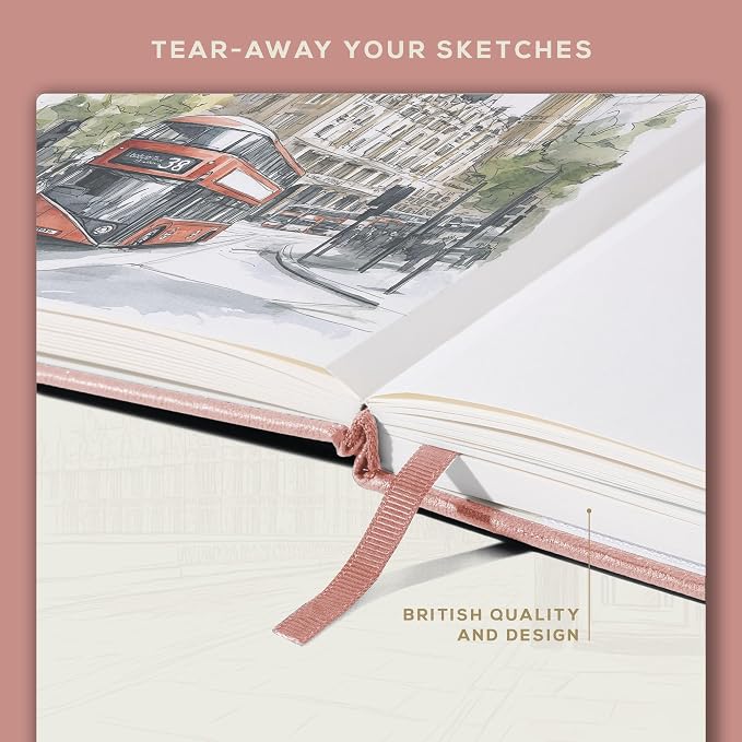 Beechmore Books Heavyweight Mixed Media Sketchbook - A4 8.5"x11" 300 GSM 48 Pages, Hardcover Lay-Flat Professional Journal for Painting, Acrylics and Wet Media