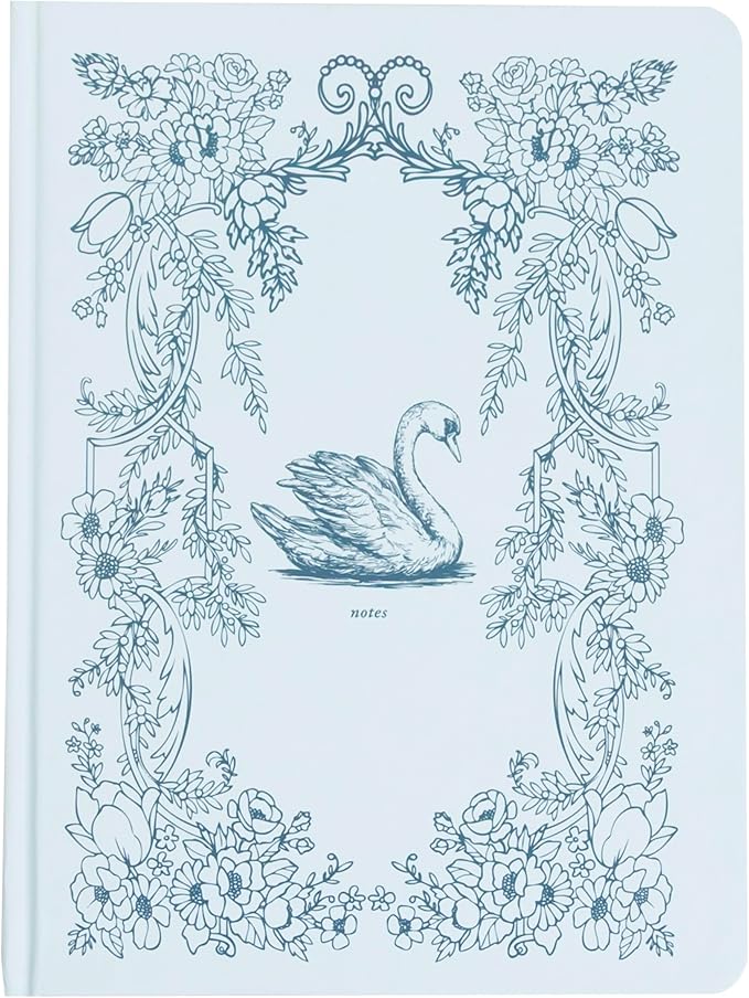 Pearhead Hardcover Journal Notebook 6x8 – Blue Swan College-Ruled Writing Journal with 200 Lined Pages for Notes, Work & Journaling
