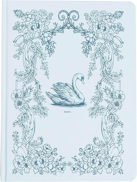 Pearhead Hardcover Journal Notebook 6x8 – Blue Swan College-Ruled Writing Journal with 200 Lined Pages for Notes, Work & Journaling