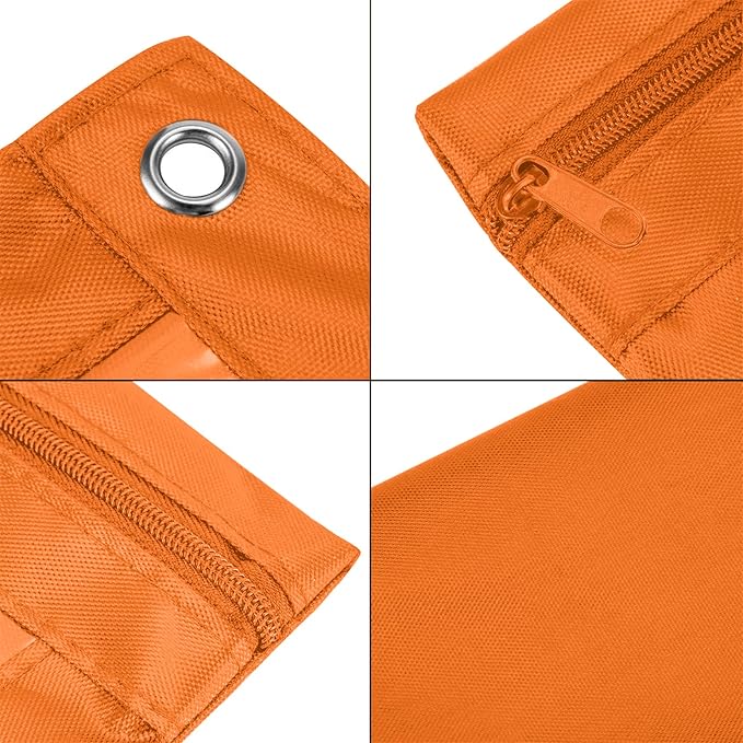 3-Ring Pen Pencil Pouch with Clear Window Stationery Bag Binder Case Classroom Organizers Orange