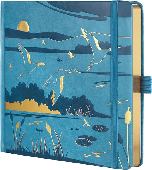 TIEFOSSI Dotted Journal Notebook, Dot Grid Notebook for Women Men, Hardcover PU Leather Journal, 160 GSM Thick Paper, 160 Numbered Pages with Gold Edges, 8 x 8 Square Diary