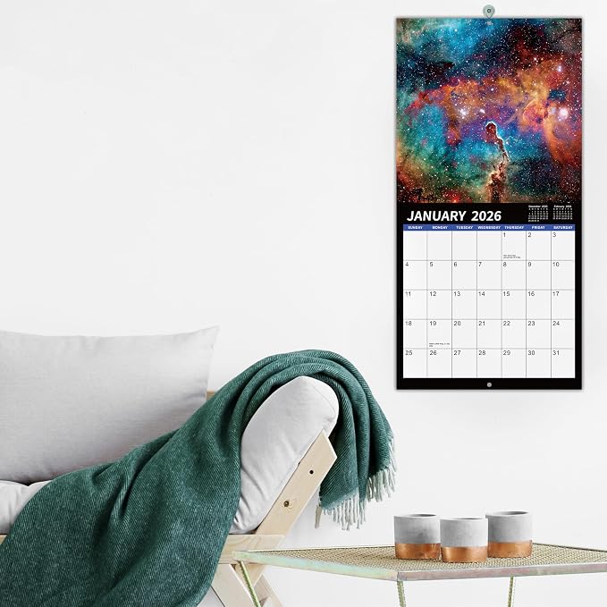 2026 Wall Calendar - 2026 Calendar, 12 Monthly Wall Calendar 2025-2026, Jan 2026 - Dec 2026, 12" x 24" (Open), Unruled Blocks(1.2" x 1.7") Calendar 2026 with Thick Glossy Paper