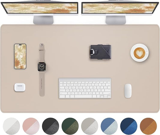 AFIING Extra Large Desk Mat - 48"x 24" Non-Slip PU Leather Desk Pad for Office and Home - Ideal for Large Mouse Pad and Desk Mats on Top of Desks (Beige)