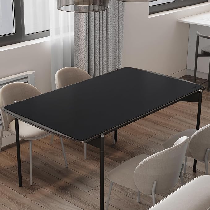 Mydours Giant Desk Mat, 63 x 28 inch Extended PU Leather Desk Pad, Gaming Desk Mat for Home Office Desk, Mouse Pad for Home Office & Computer Workstation, Extra Pad for Standing Desk (Black)