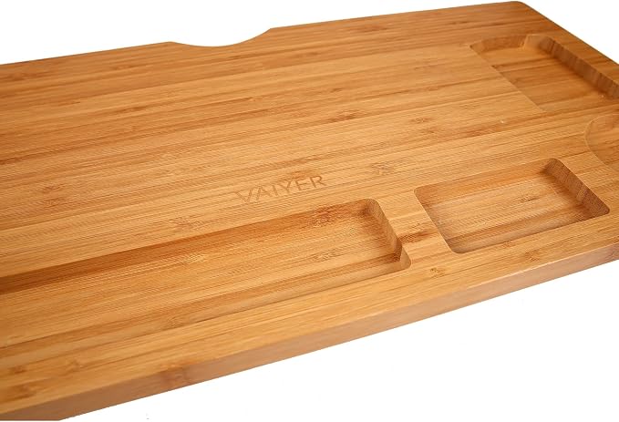 Vaiyer Bamboo Laptop Monitor Stand Riser, 23 Inch Wooden Desktop Organizer | Storage Shelf for Computer Laptop Printer, TV Cellphone Stand Desktop Monitor