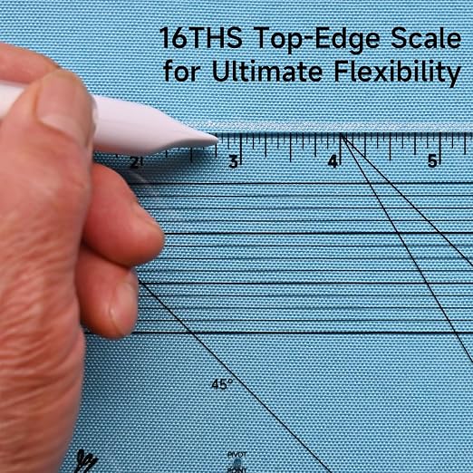 YLaziion 16" Imperial Acrylic Pattern Master Ruler French Curve Sewing Tool | Multi-Purpose, 3mmNon-Yellowing Acrylic, 45°& 60° Angle Lines, 1/16" Scale, Hip Curve, Vary Form Curve, Seam Allowance Guide
