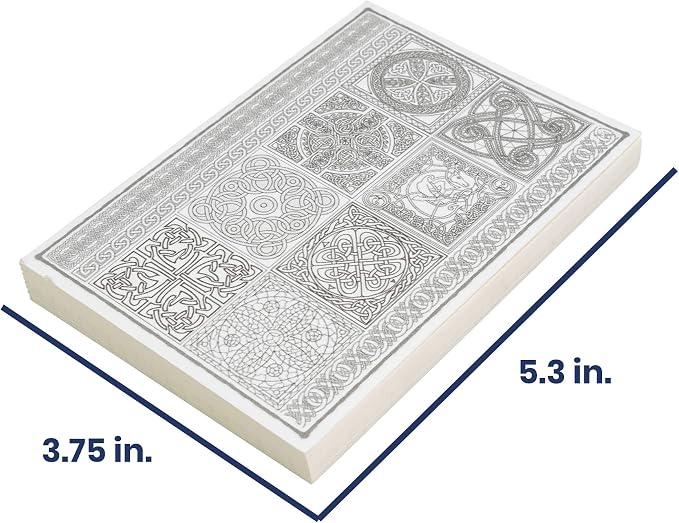 Pacific Arc LayFlat Sketchbook - 3.75 x 5.3 Inches - Celtic Blank Note Book, 64 Sheets, Thick 100gsm Paper, for drawing, sketching, and journaling, 32 Blank and 32 Gridded