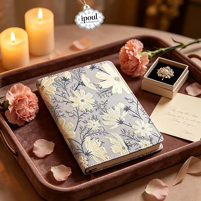ipoul Beautiful Journal for Women, Daisy Flower, Hardcover, A5, 6x8, Lined Pages, Lay-flat, Personal Notebook, Self Care Journal, 40th Birthday Gifts for Women, Mothers day Gifts for mom