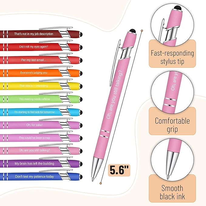 Mr. Pen- Sarcastic Sticky Notes and Funny Stylus Pens, 20 Pack | 3" x 4" Sticky Notes, 8 Pads, 240 Sheets, 12 Black Ink Funny Pens with Stylus Tips for Reminders
