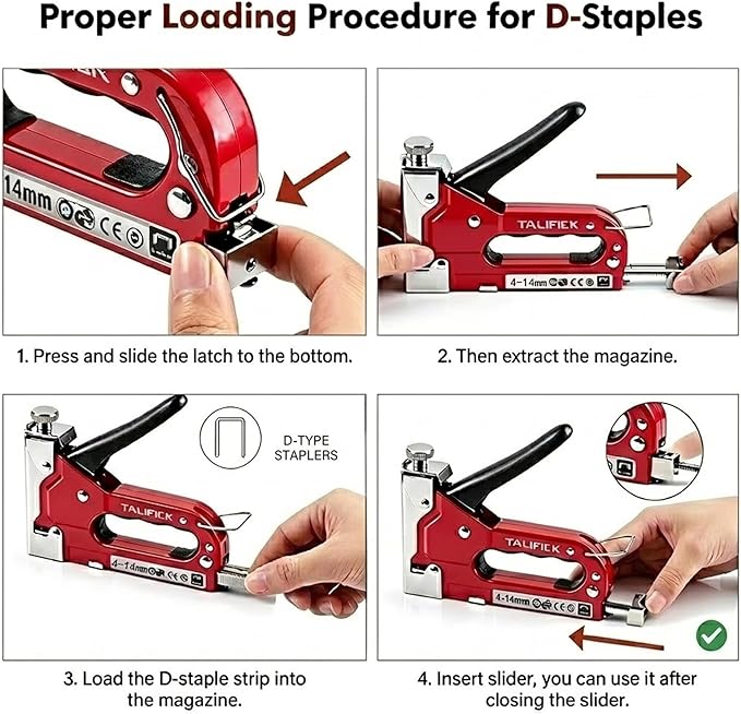 Heavy Duty Manual Staple Gun, Adjustable Stapler with 1000 Staples