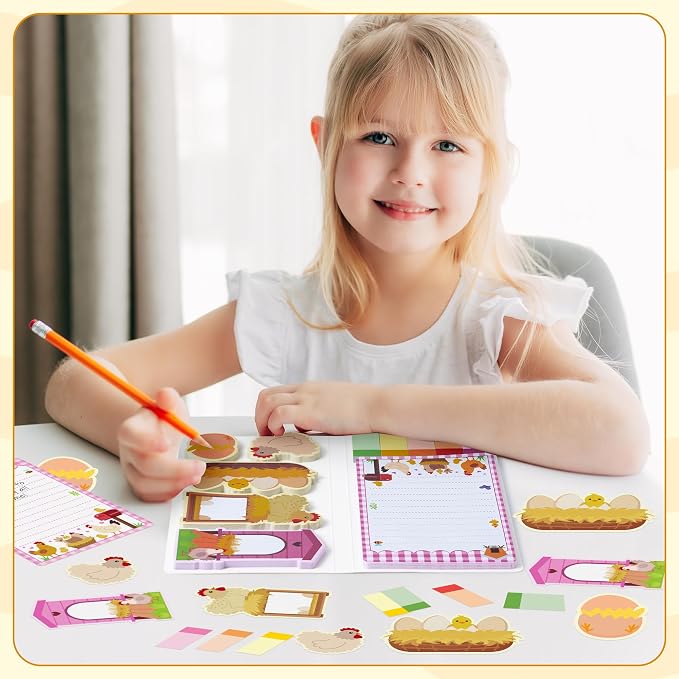 B1ykin Sticky Notes Set - 550 Sheets Memo Writing Pad Chicken Design | Self-Stick Notes Pages, Teacher Appreciation Gift, School Office Supplies, I Just Really Like Chicken Design