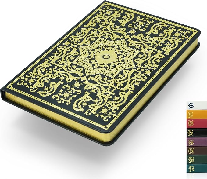 Gilded Vintage Leather Journal Hardcover Antique Diary Notebook | Ornate Decorative Pattern Cover, Premium Lined Paper, Classic Diary for Journaling, Writing, Poetry & Gifting