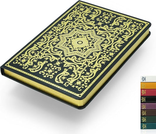 Gilded Vintage Leather Journal Hardcover Antique Diary Notebook | Ornate Decorative Pattern Cover, Premium Lined Paper, Classic Diary for Journaling, Writing, Poetry & Gifting