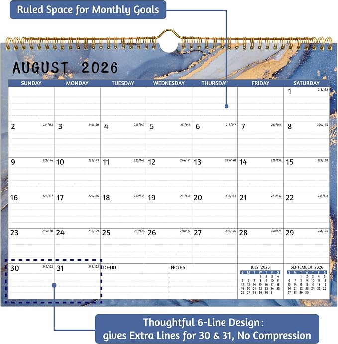 Wall Calendar 2026-2028 – 2 Year Calendar 2026-2028, May 2026 – Apr 2028, 14.57 x 11.42 In, 2026 Calendar 24 Months, Monthly Calendar 2026, with Ruled Blocks, Thick Paper, Holidays, To-do List ＆ Notes