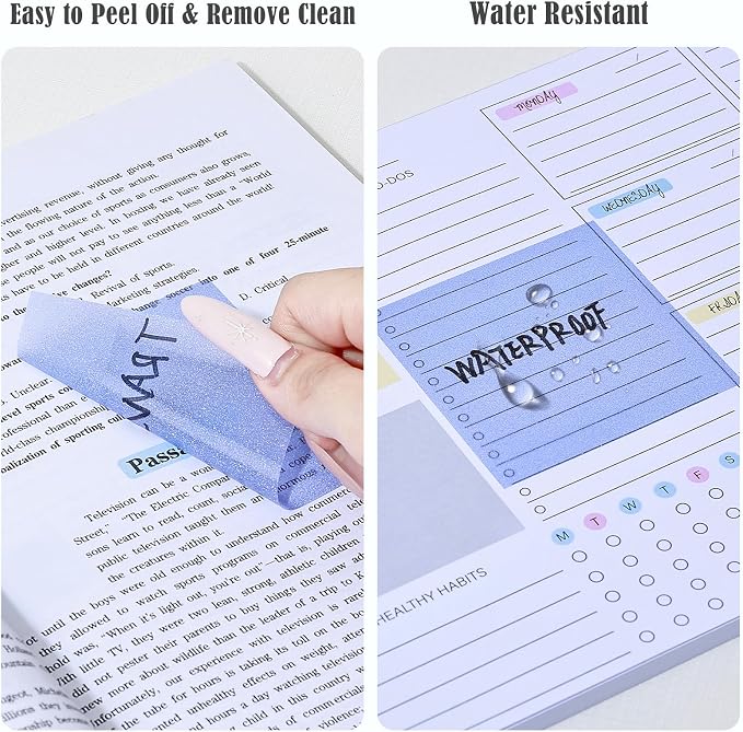 BAYTORY 240 Pop Paper Up Transparent Glitter Sticky Notes with 1 Marker | Double Marker Pen, Waterproof Self-Stick Note, 3 x 3 Colorful Self-Adhesive Note for Bible Accessories (Green & Pink & Blue)