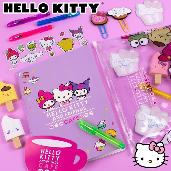Horizon Group USA Hello Kitty & Friends Stationary Set, Cute School and Office Supplies, Sanrio Accessories, Kawaii Notebook, Squishy Stickers