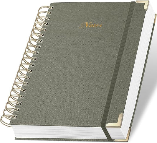 Spiral Notebook Journal, 328 Pages Linen Hardcover College Ruled Notebook, Lined Thick Journals for Women Men, A4 Thick Spiral Journal for Writing, 100GSM Paper, Cute Notebooks for Work School