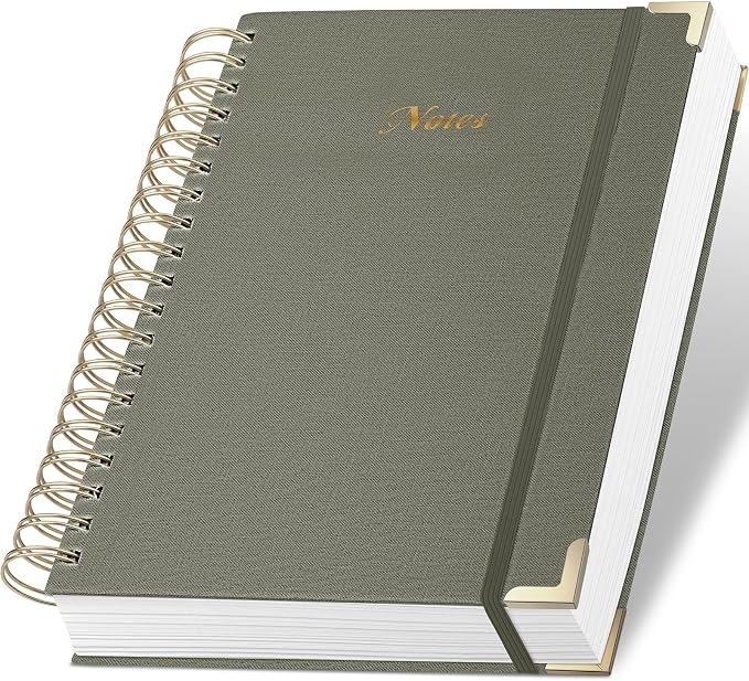 Spiral Notebook Journal, 328 Pages Linen Hardcover College Ruled Notebook, Lined Thick Journals for Women Men, A5 Thick Spiral Journal for Writing, 100GSM Paper, Cute Notebooks for Work School