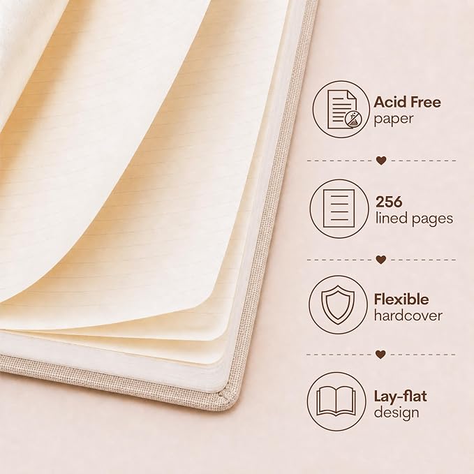 WORLD TRAVELER Eccolo Medium Lined Journal Notebook, A5 Writing Journal, 256 Ruled Ivory Pages, Ribbon Bookmark | Sturdy Flexible Hardcover, 80GSM Acid-Free Ivory Pages, Smyth-Sewn Lay-Flat Binding, Ribbon Bookmark
