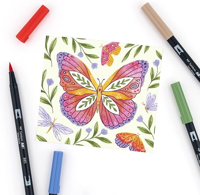 Tombow 56168 Dual Brush Pen Art Markers, Secondary, 10-Pack. Blendable, Brush and Fine Tip Markers