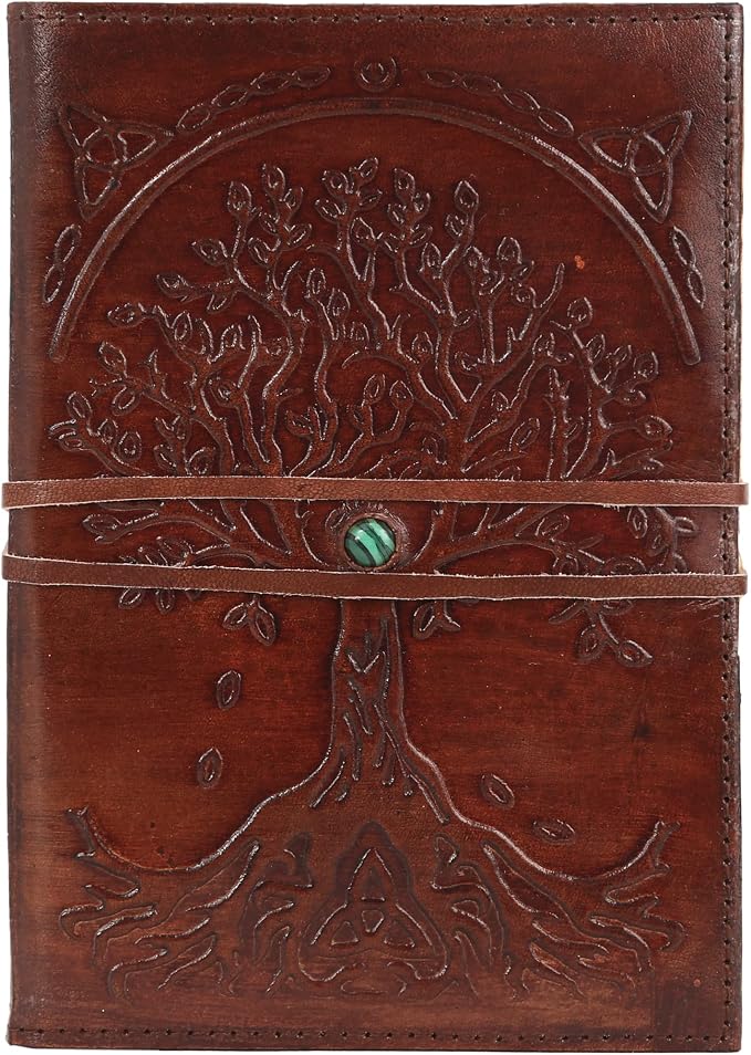 Leather Journal Lined Paper Tree of Life Handmade writing Notebook Diary Leather Bound Daily Notepad for women and men Writing pad for Artist Sketch (6 x 8, deckle edge tan)