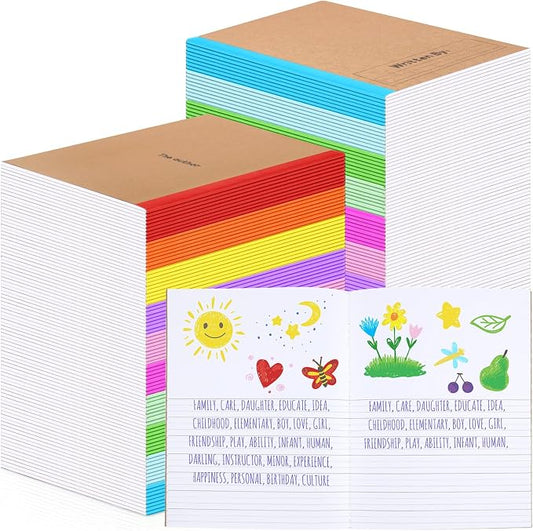 Henoyso 40 Pack Primary Composition Notebook, 9-3/4" x 7-1/2", Kids Primary Journal, K-2 Writing Notebook for Kids Student Draw Write Story Journal Half Blank Books(Stylish Color)