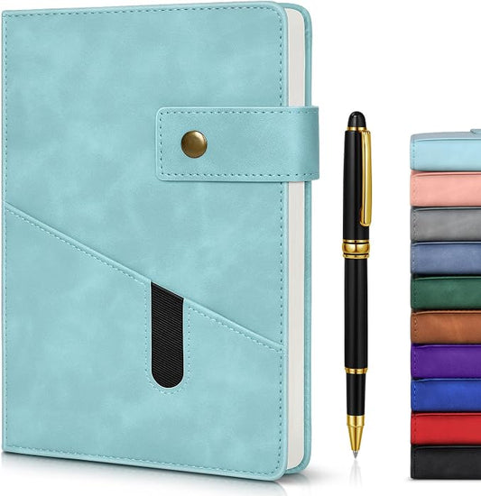Lined Journal Notebook with Pen, A5 Personalized Hardcover Leather Journal for Men Women, 200 Pages 100 GSM Thick Paper College Ruled Notebooks for Work Travel School Writing Diary 5.9" X 8.4"