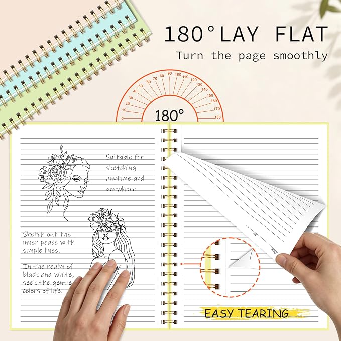 Spiral Notebook 8.5"x11" Hardcover College Ruled Journal 100GSM | 4 pack,no ink bleed,120 pages,lined thick paper,cute bright colors,for school office travel and note taking women men