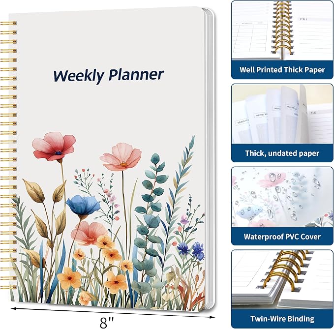 TREES Undated Weekly Planner, Weekly To-Do List, Goal and Habit Tracker | 5.8" x 8" Spiral-Bound Organizer for Weekly Goals, Tasks and Habits, Designed for Work, School and Everyday Planning