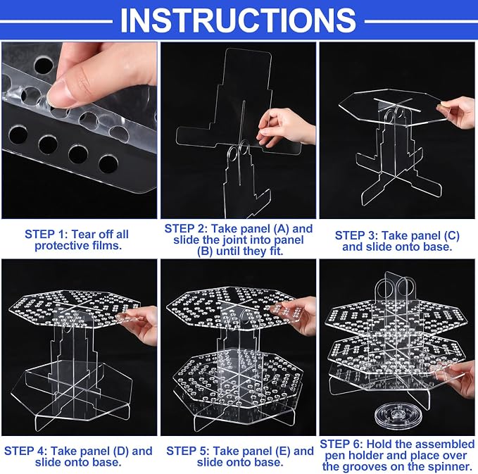 Eersida 120 Slot Acrylic Pen Holder Pen Clear Pencil Holder Display Stand Marker Organizer Acrylic Desktop Organizer the Hole Diameter Is 0.5 Inch for Art Supply Makeup Brushes Storage Craft Shows