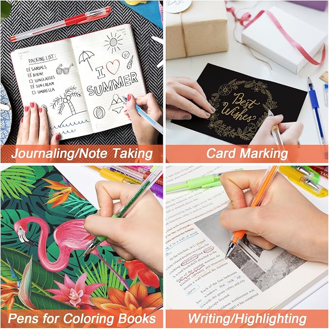 TANMIT 36 Colors Gel Pens Set for Adult Coloring Books with 40% More Ink | Juicy & Smooth Coloring Pens Great for Doodling, Journaling and Drawing