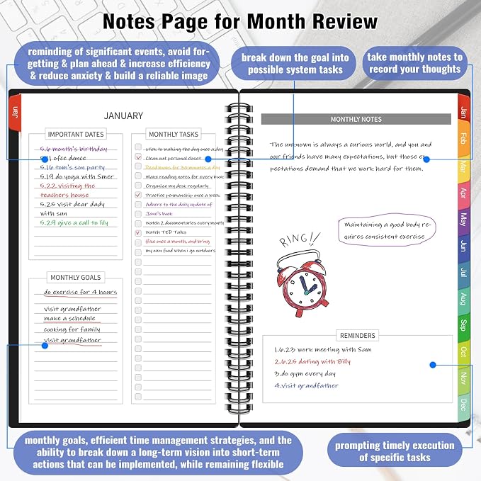 Monthly Planner 2026-2027(7.6'' x 10''), 18 Months Agenda Calendar Planner with Tabs & Pocket, Holidays, Note Pages, Time Management and Hit Your Goals, January 2026 - June 2027, 120GSM Thick Paper