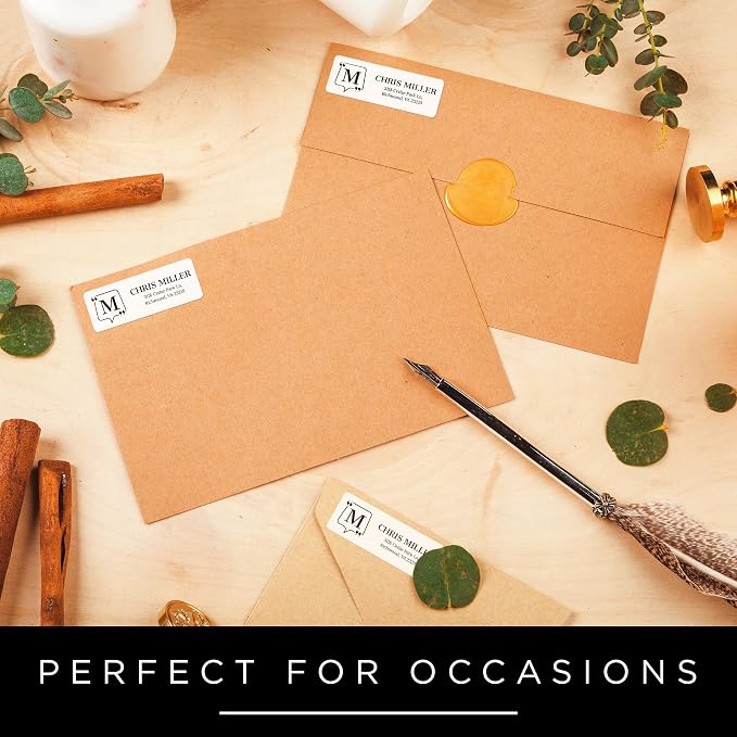 Personalized Return Address Labels, Custom Address and Name Mailing Labels Square for Envelopes & Branding - Typographic 1x2.6 Inches Flat Sheet of 60-1200 Made in USA by My Sign Center